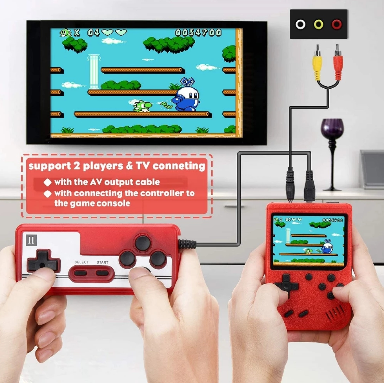400 Games Mini Handheld Video Game Retro Portable Console 8-Bit 3.0 Inch Color LCD Kids Color Game Player Built-in